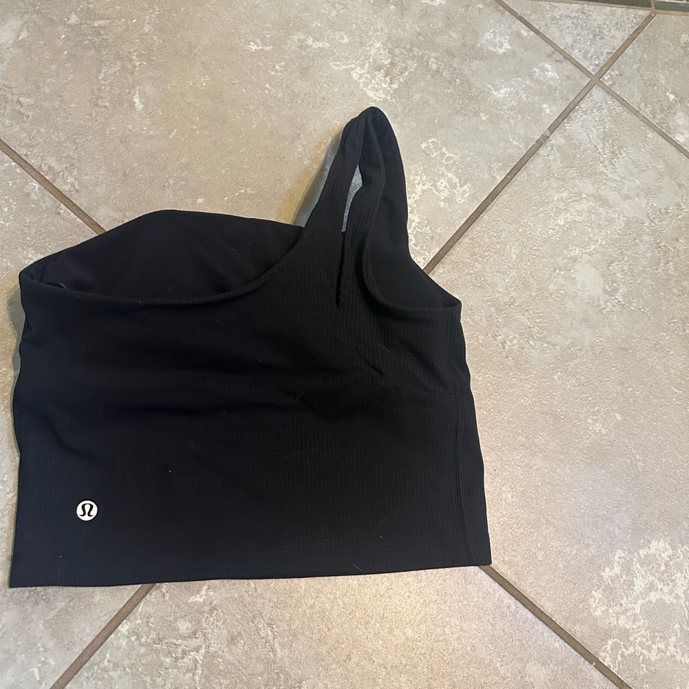 lululemon athletica Black Asymmetrical Fitted Crop Top